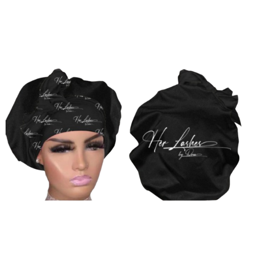 BLACK SATIN BONNET