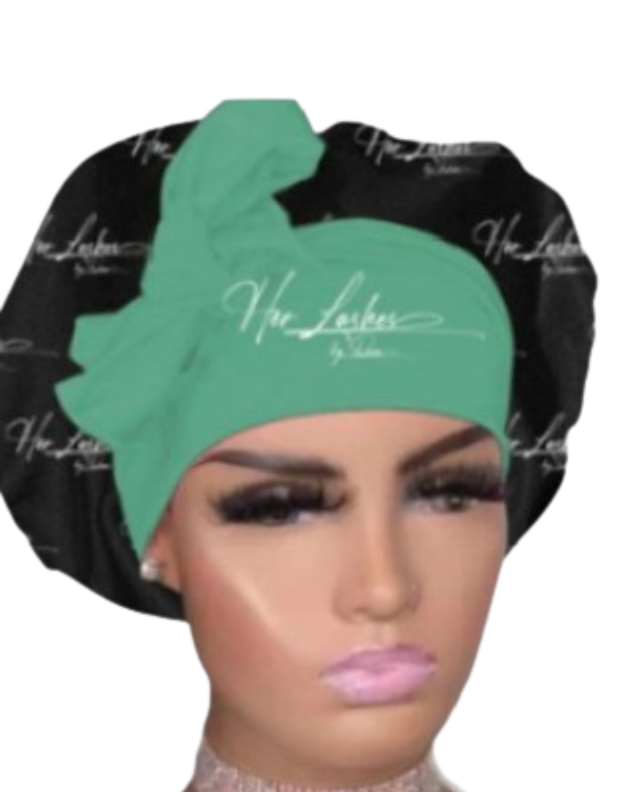GREEN SATIN BONNET